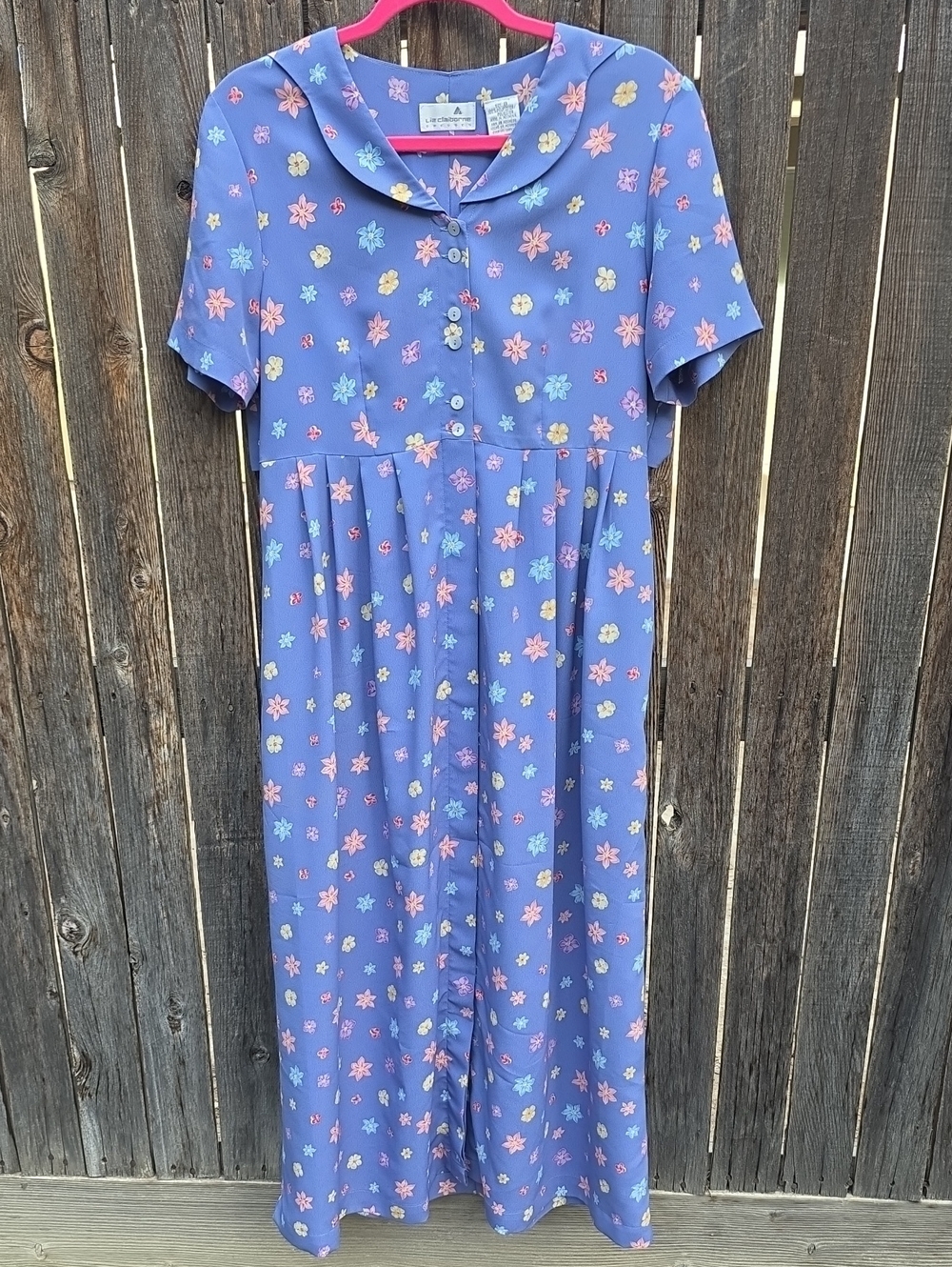 Liz Claiborne Vintage Modest Maxi Lavender Purple Floral Maxi Dress Pockets